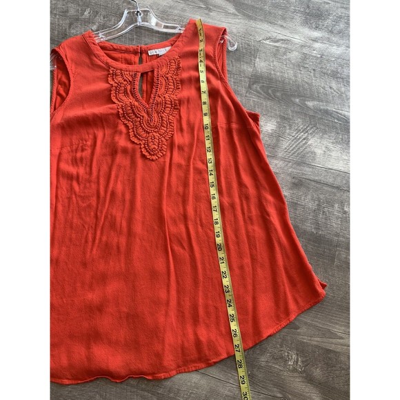 pale sky blouse top ORANGE plus size 1X sleeveless lace front keyhole front - Picture 8 of 10